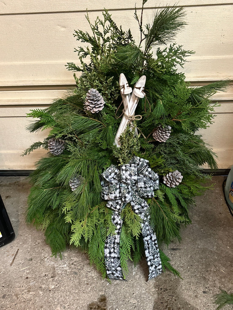 Premium Decorated - Winter Green Outdoor Urns