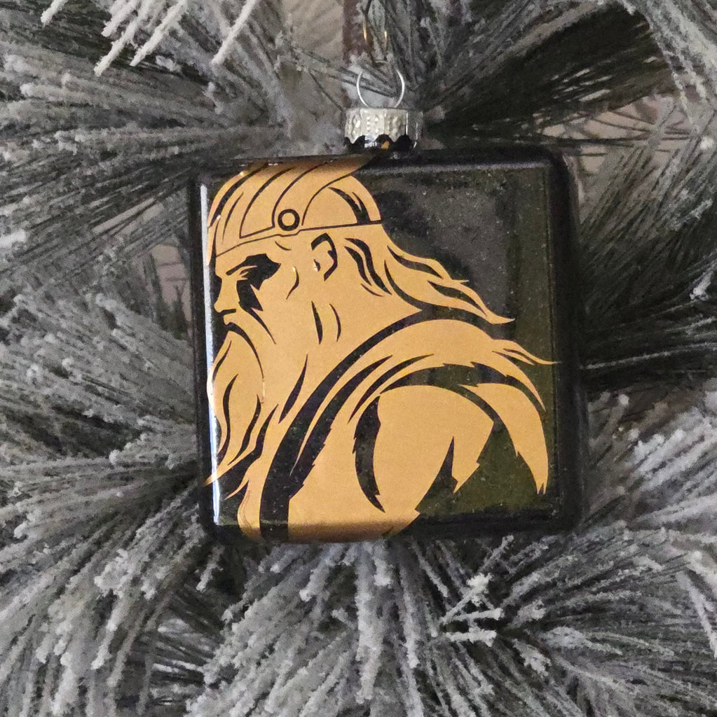 Black  ornament with gold Viking silhouette  