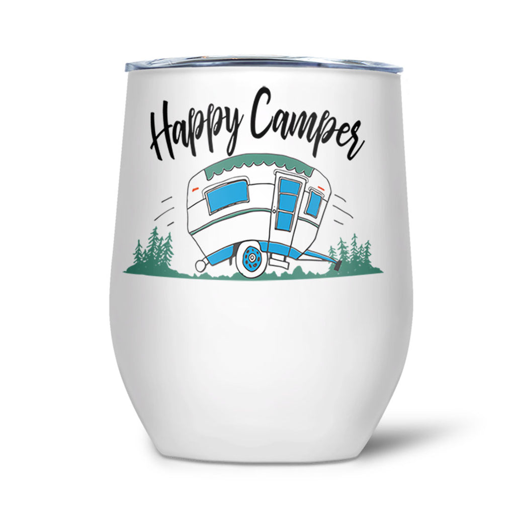 Insulated Wine Tumbler "Happy Camper"