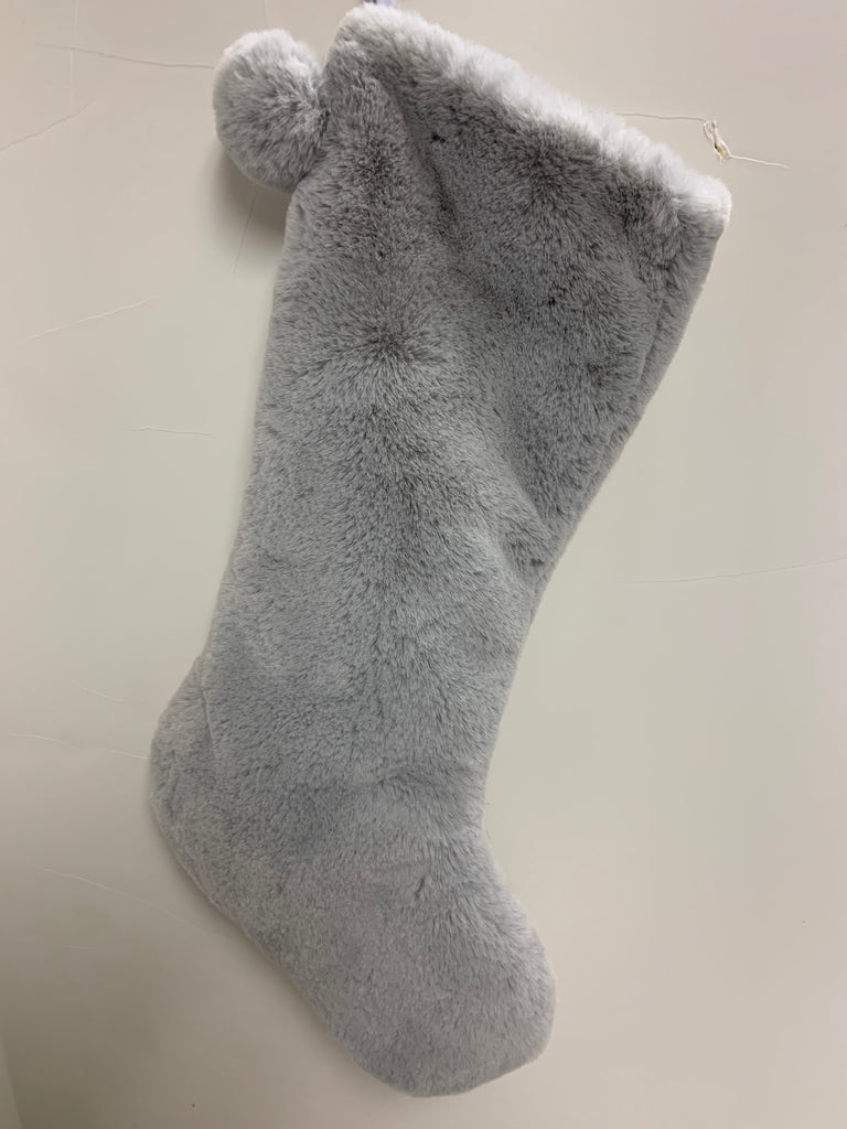 FAUX FUR HOLIDAY STOCKING GREY