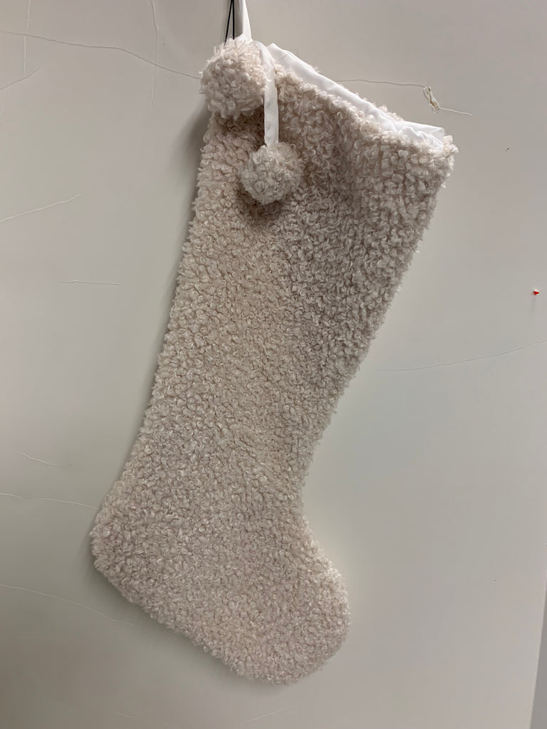 FAUX SHEARLING HOLIDAY STOCKING IVORY