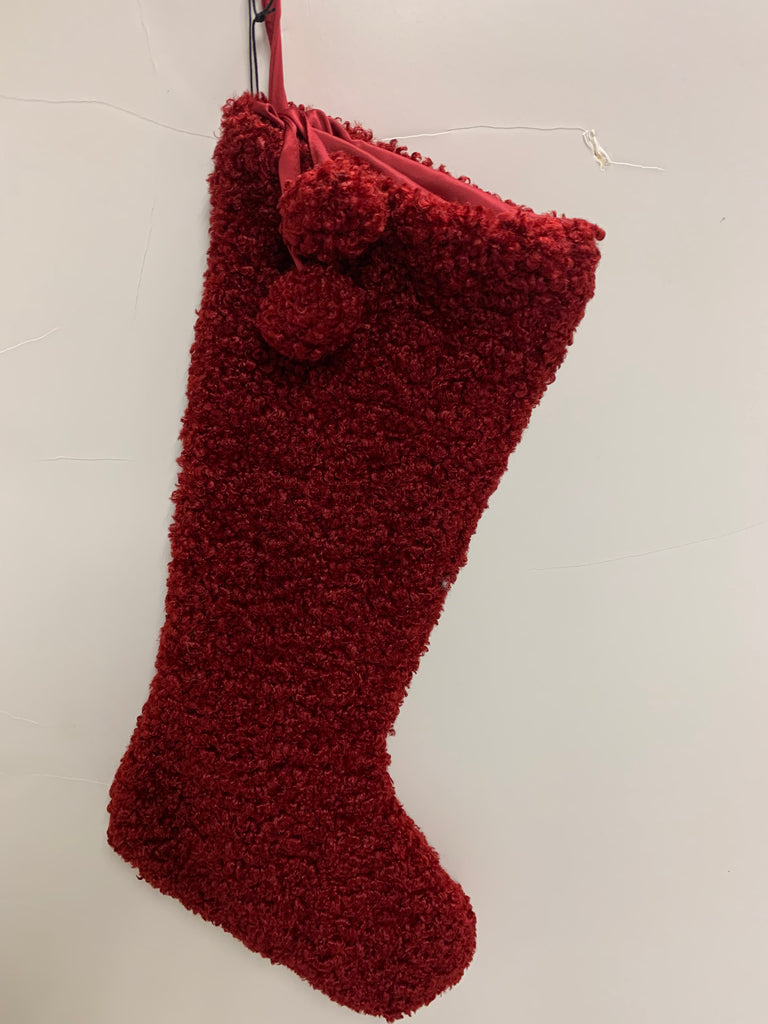 FAUX SHEARLING HOLIDAY STOCKING RED